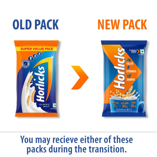Horlicks Classic Malt Standard 400/450gm Pouch - Nutritious Powder Drink