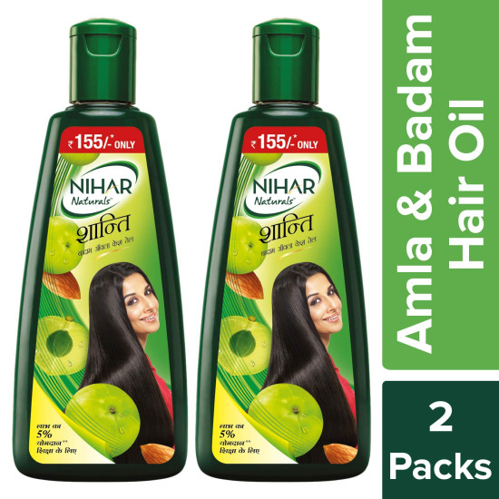 NIHAR Shanti Amla & Badam Hair Oil - For Black, Silky & Stronger Hair
