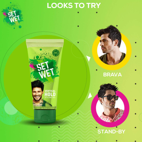 Set Wet Hair Gel For Men, Vertical Hold - Strong Hold, 100 ml (Pack of 3)