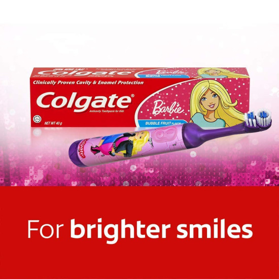 Colgate 360 Charcoal & Barbie Electric Toothbrush Combo - Dual Cleaning Power