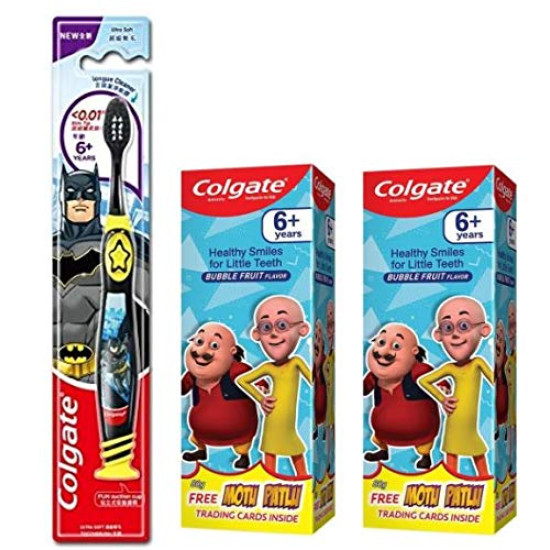 Colgate Kid's Batman Toothbrush & Motu Patlu Toothpaste - Anticavity Protection Colgate Kid's Batman Toothbrush & Motu Patlu Toothpaste - Anticavity Protection