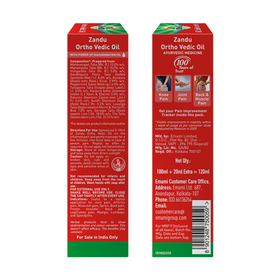 Zandu Ortho Vedic Oil - Ayurvedic Relief for Knee and Joint Pain