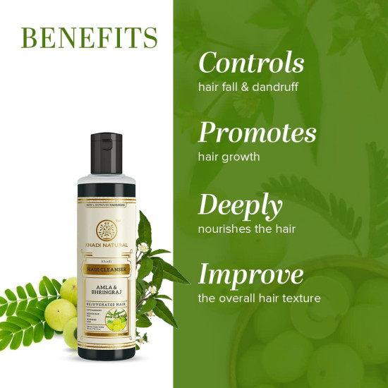 Khadi Natural Amla & Bhringraj Hair Cleanser - Natural Anti-Dandruff & Anti-Hair Fall Solution