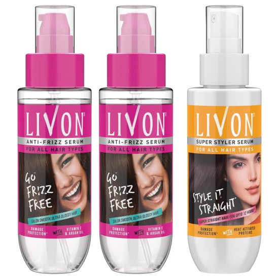 Livon Serum, 100ml (Pack of 2) - Straighter Hair & 5X Less Breakage