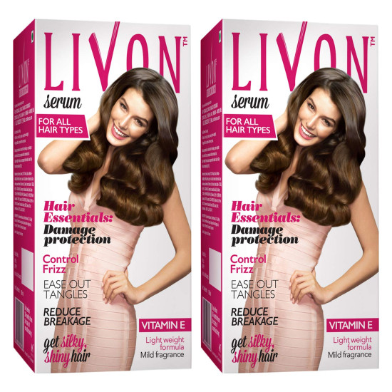 Livon Serum, 100ml (Pack of 2) - Straighter Hair & 5X Less Breakage