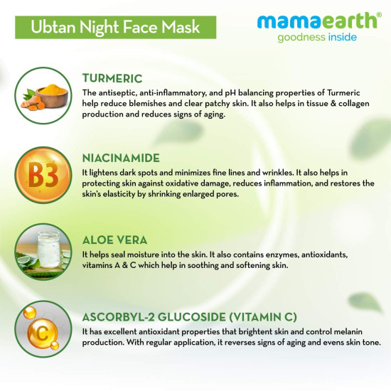 Mamaearth Ubtan Night Sleep Face Mask - Hydrating Night Cream Gel