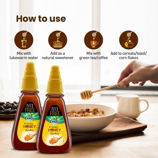 Zandu Pure Honey Squ-Easy - Unique Blend of Sunderban Honey & Tulsi