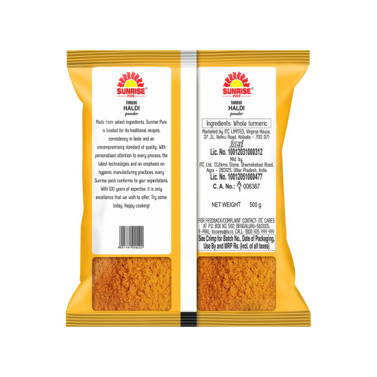 Sunrise Pure Turmeric Powder - 500g Pouch - Premium Quality