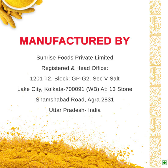 Sunrise Pure Turmeric Powder - 500g Pouch - Premium Quality