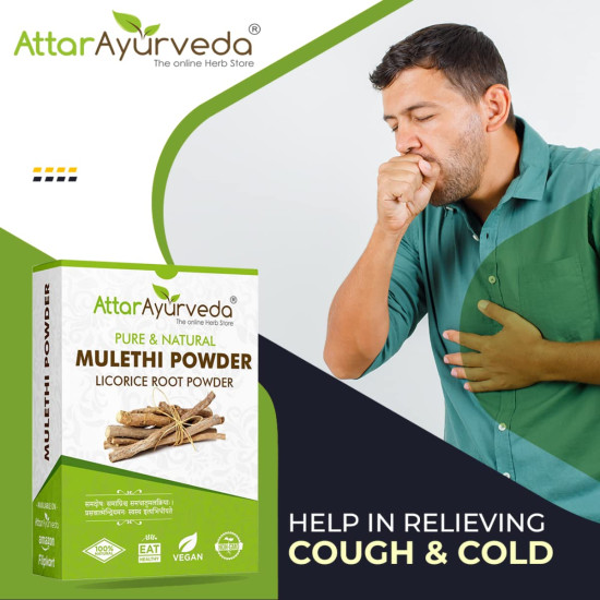 Attar Ayurveda Pure & Natural Mulethi Powder For Skin Whitening, Licorice Powder For Body, Skin and Hair, (200gm)