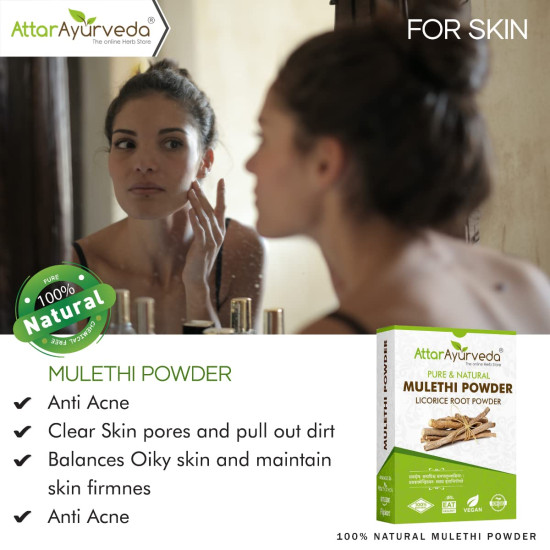 Attar Ayurveda Pure & Natural Mulethi Powder For Skin Whitening, Licorice Powder For Body, Skin and Hair, (200gm)