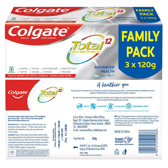 Colgate Total Whole Mouth Health Toothpaste - Advanced Health, 360gm Saver Pack Colgate Total Whole Mouth Health Toothpaste - Advanced Health, 360gm Saver Pack