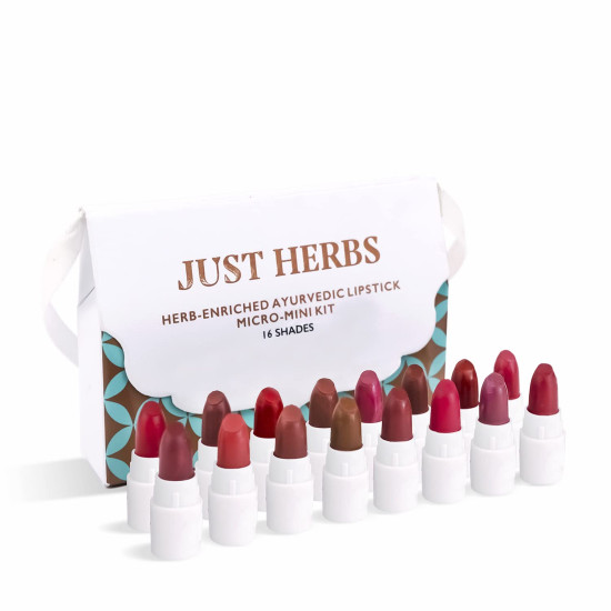 Just Herbs Ayurvedic Creamy Matte Micro Mini Lipstick Kit - Hydrating & Moisturizing