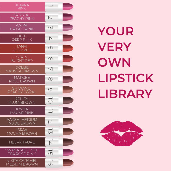 Just Herbs Ayurvedic Creamy Matte Micro Mini Lipstick Kit - Hydrating & Moisturizing