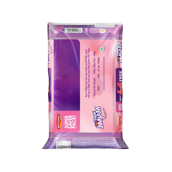 Britannia Jim Jam Cream Biscuits - Delightful Jam Treats (Pack of 5)