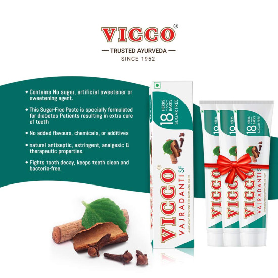 Vicco Vajradanti Ayurvedic Paste - Sugar Free, 18 Essential Herbs