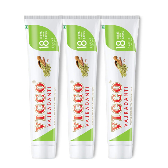 Vicco Vajradanti Ayurvedic Paste - Saunf Flavour, 18 Essential Herbs