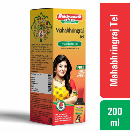 Baidyanath Maha Bhringraj Hair Oil - 200 ml | Mahabhringraj Tel | 100% Ayurvedic Oil