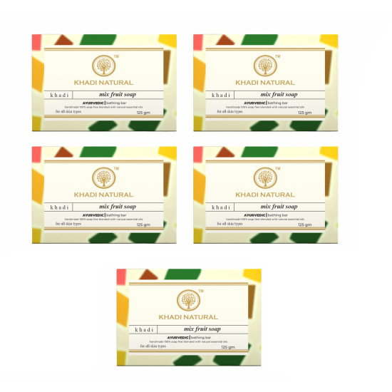KHADI NATURAL Mix Fruit Soap (Pack of 5) - Enriched with Natural Fruit Extracts