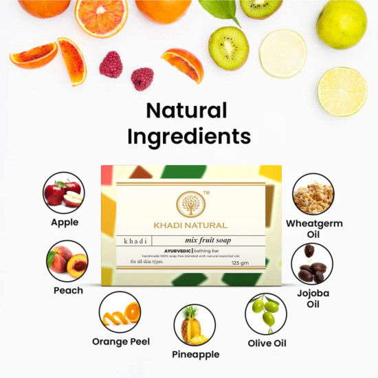 KHADI NATURAL Mix Fruit Soap (Pack of 5) - Enriched with Natural Fruit Extracts