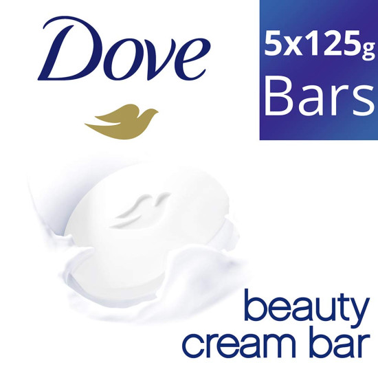 Dove Cream Beauty Bathing Soap Bar 125g (4+1 Free Combo) - Moisturising Cream for Softer Skin