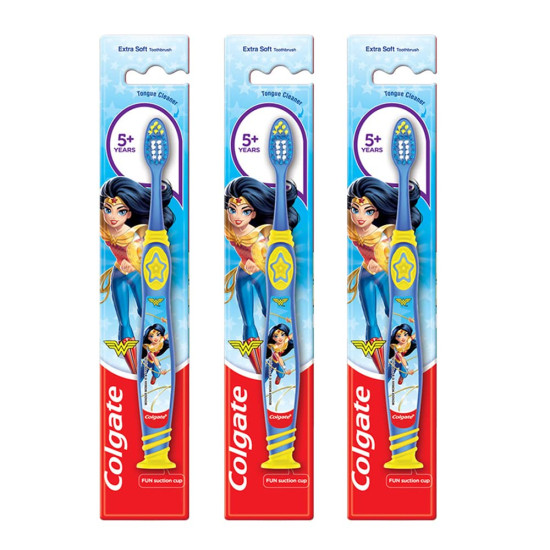 Colgate Kids Wonder Woman Extra-Soft Toothbrush - Perfect for Ages 5+