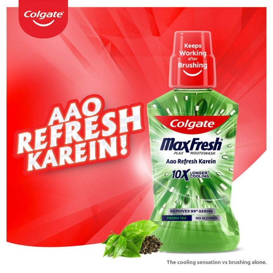 Colgate Maxfresh Plax Antibacterial Mouthwash - 99% Germ Removal & 24/7 Fresh Breath