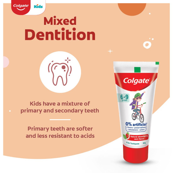 Colgate Kids Anticavity Toothpaste 6-9 Years - Natural Strawberry Mint Flavour