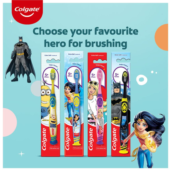 Colgate Kids Batman Manual Toothbrush - Extra Soft Bristles, Pack of 3