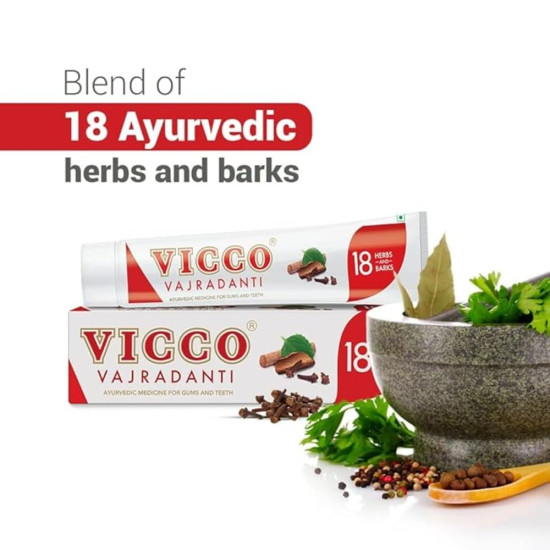 Vicco Vajradanti Ayurvedic Paste - 18 Essential Herbs for Healthy Teeth