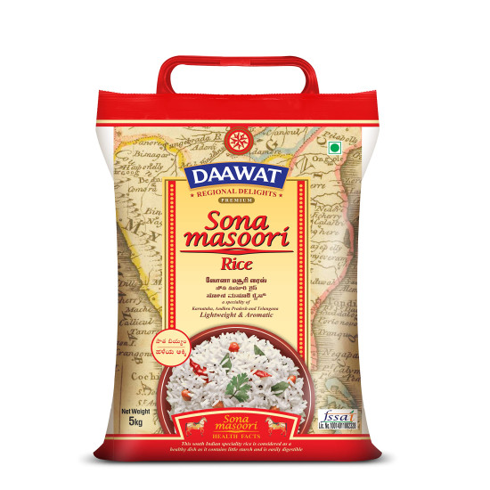 Daawat Sona Masuri 5 kg - Premium Quality for Daily Use