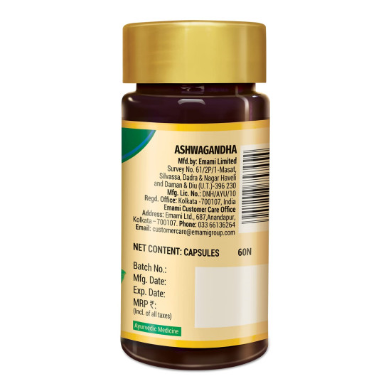 Zandu Ashwagandha Capsules, With Goodness of Natural Extracts of Ashwagandha, Helps Boost Immunity and Useful for Natural Body Strength, Stress Buster - (Pack of 60 Veg capsules x 2)