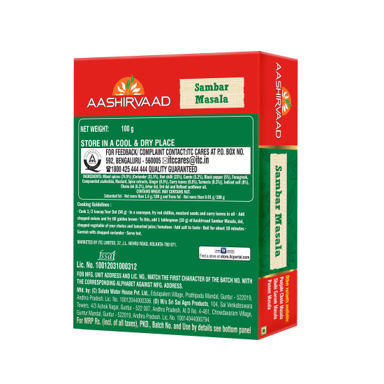 Aashirvaad Sambar Masala, 100g - Authentic South Indian Spice Blend