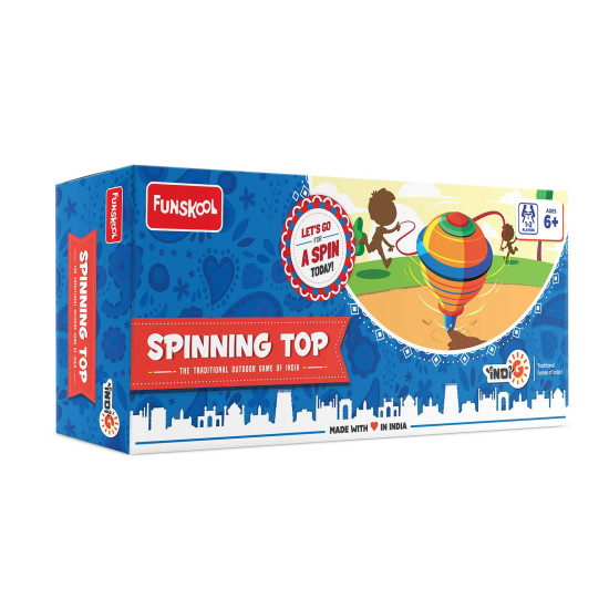 Funskool Games Spinning Top - Traditional Wooden Toy for Ages 6+
