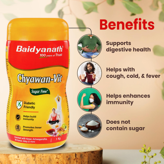 Baidyanath Sugarfree Chyawa-Vit 1kg- Specially Formulated Chyawanprash With No Added Sugar- With Benefits Of Amla, Ashwagandha And Almonds