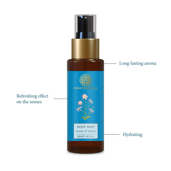 Forest Essentials Travel Size Body Mist Jasmine & Saffron - Luxury Floral Fragrance