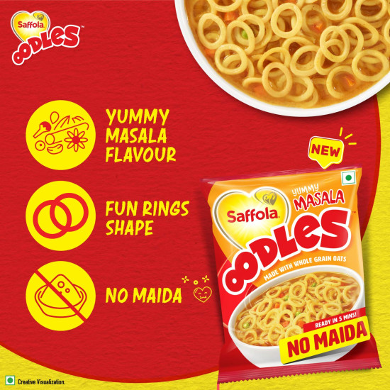 Saffola Oodles Instant Noodles - Yummy Masala Flavour, No Maida Saffola Oodles Instant Noodles - Yummy Masala Flavour, No Maida