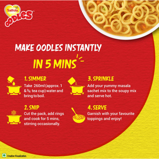Saffola Oodles Instant Noodles - Yummy Masala Flavour, No Maida Saffola Oodles Instant Noodles - Yummy Masala Flavour, No Maida