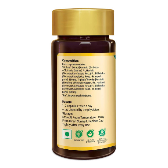 Zandu Triphala Capsules, Supports Bowel Wellness & Healthy Gut, Helps to Boost Immunity & Useful for Digestion, Antioxidant Properties - 90 Veg Capsules
