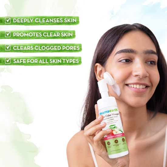 Mamaearth Apple Cider Vinegar Foaming Face Wash - Deep Cleansing with Aloe Vera