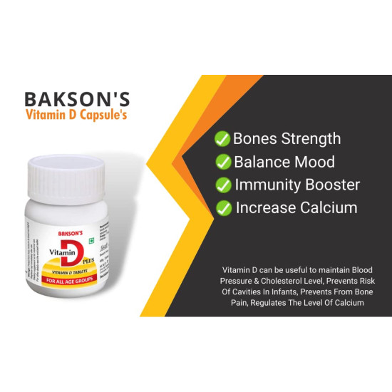Bakson's Vitamin D Plus - Promotes Calcium Absorption & Bone Health