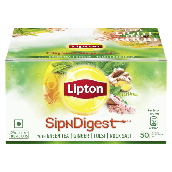 Lipton SipNDigest Spiced Green Tea Bags - Natural Digestive Aid