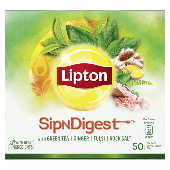 Lipton SipNDigest Spiced Green Tea Bags - Natural Digestive Aid