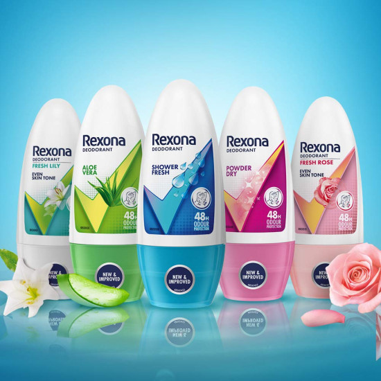 Rexona Powder Dry Underarm Roll On Deodorant For Women - Long-lasting Freshness