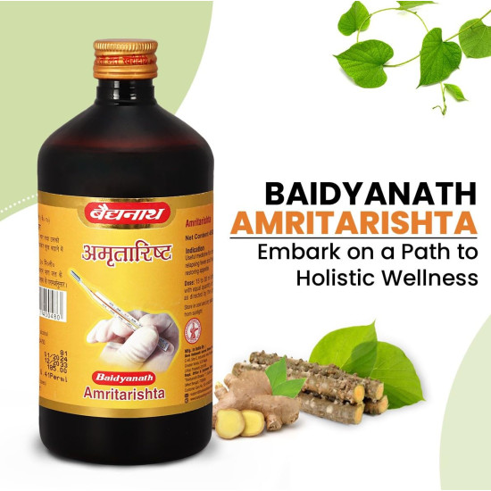 BAIDYANATH AYURVED Amritarishta - 450 Ml | Boost Digestive Strength and Appetite| Useful In Cough, Cold and In General Weakness | Liquid