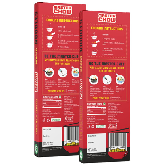 MasterChow Chinese Veg Hakka Noodles - No Preservatives, 100% Atta