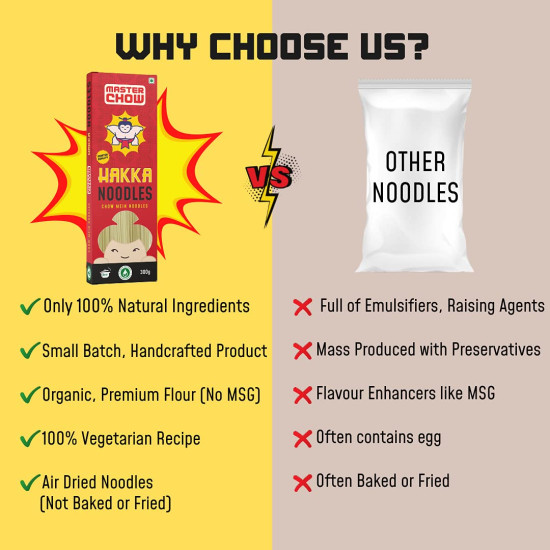 MasterChow Chinese Veg Hakka Noodles - No Preservatives, 100% Atta