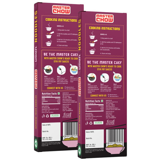 MasterChow Healthy Wheat Udon Noodles - 100% Whole Wheat, No Maida MasterChow Healthy Wheat Udon Noodles - 100% Whole Wheat, No Maida
