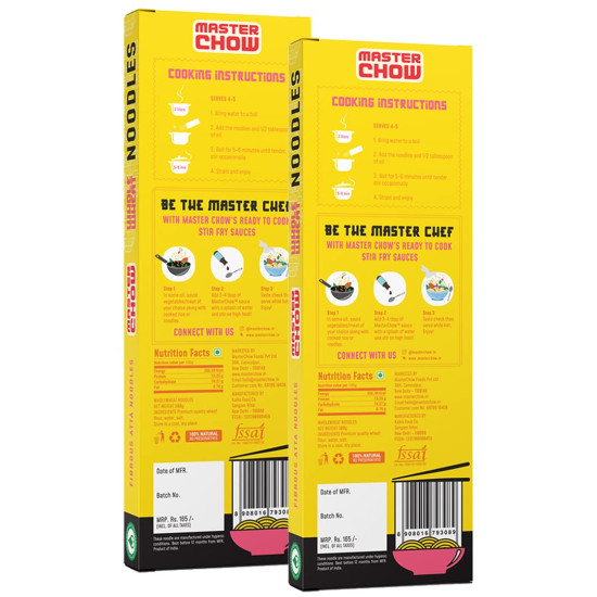 MasterChow Healthy Whole Wheat Noodles - 100% Atta, No Maida, Not Fried