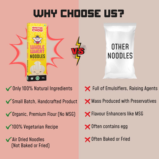 MasterChow Healthy Whole Wheat Noodles - 100% Atta, No Maida, Not Fried